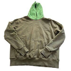 Fred Segal Logo Print Color Block Hoodie in Green